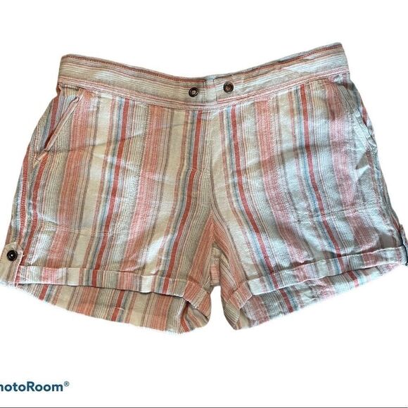 Linen Blend Shorts by Per Se, Pastel Stripes Large - Picture 1 of 3
